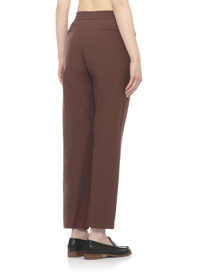 Pt Torino Brown Elastic Waist Cotton Formal Pants
