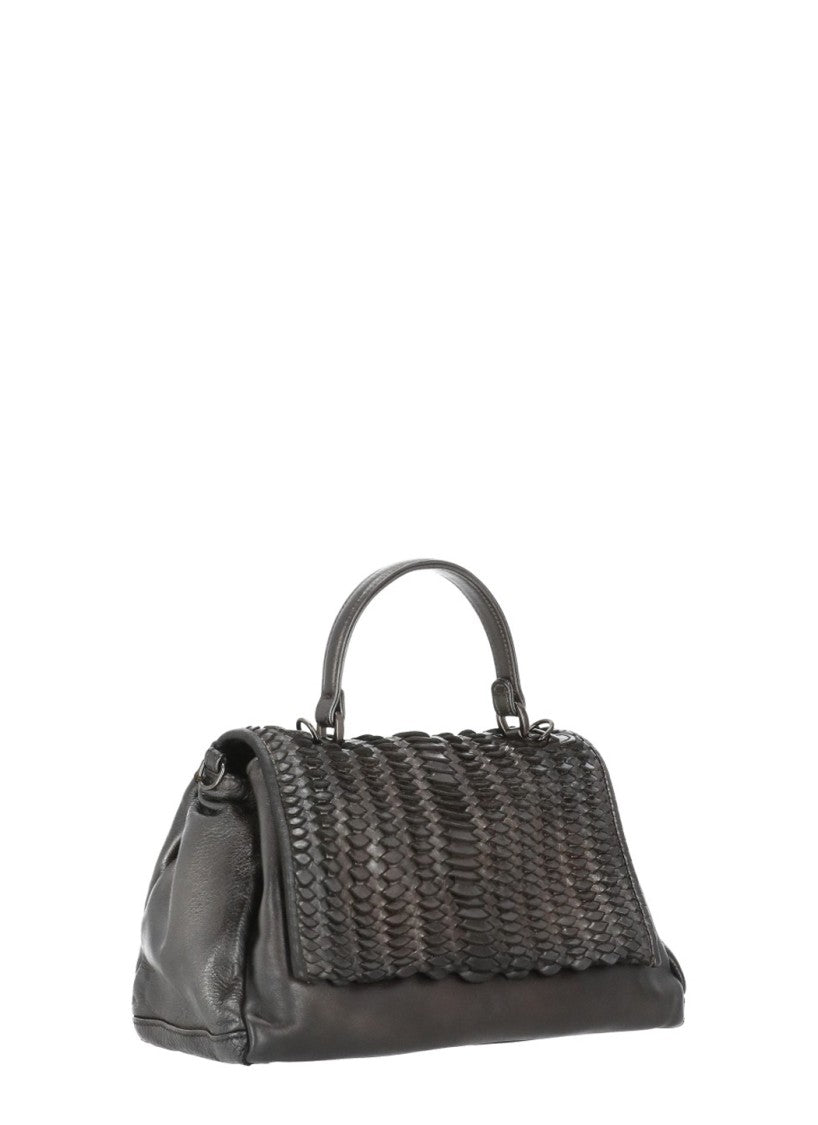 Reptile's House Metallic Brown Reptile's House Handbag With Braided Pattern
