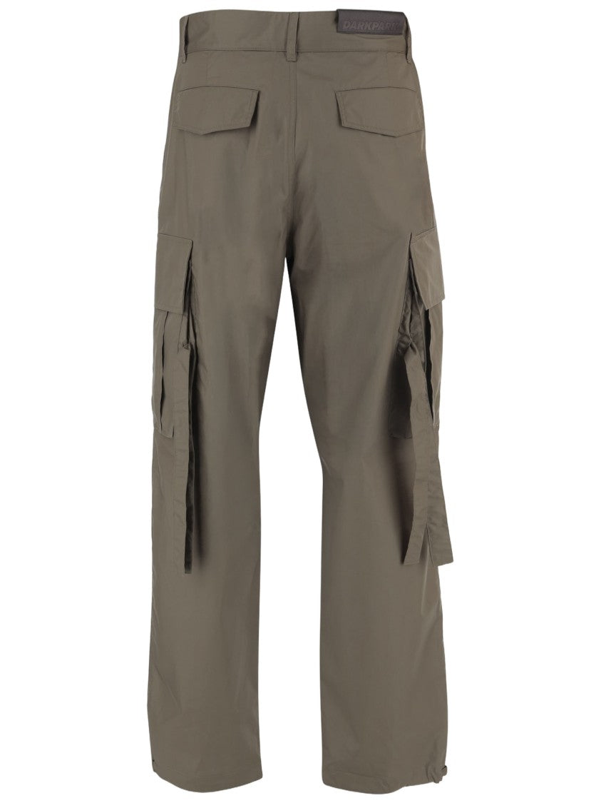 Darkpark Khaki Cotton Pants With Flap Pockets