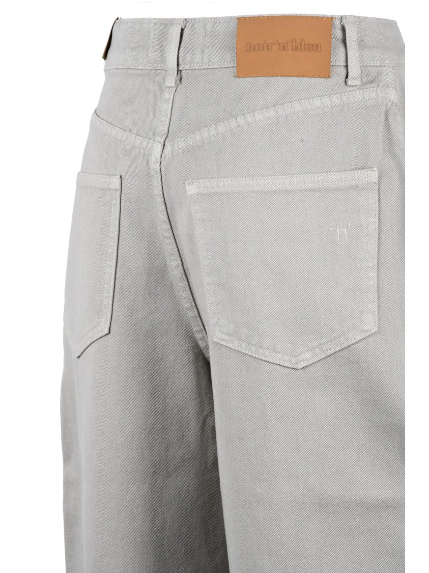 Noir And Bleu Grey Cotton Straight-Leg Pants