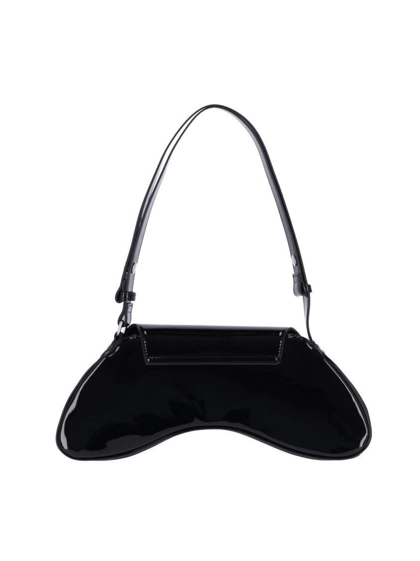 Diesel Glossy Black Shoulder Bag With Adjustable Strap