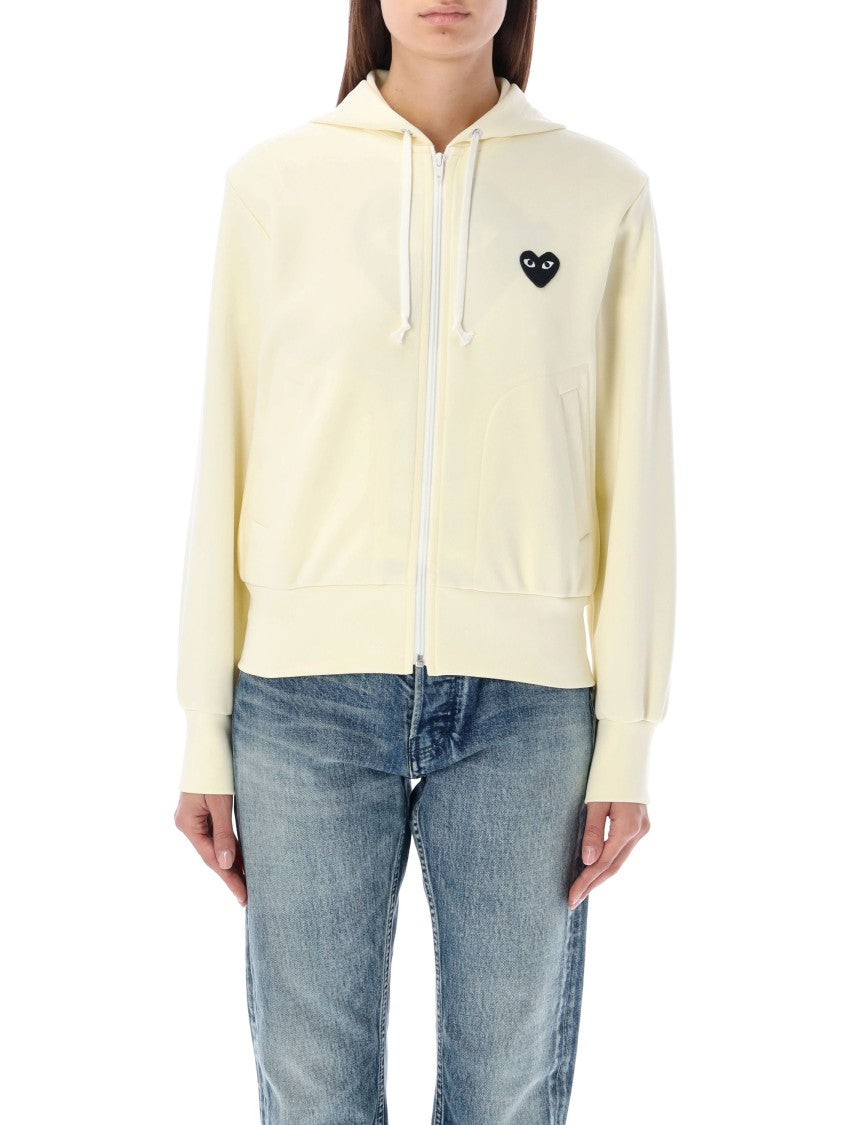 Comme Des Garçons Ivory Heart Zipped Hoodie