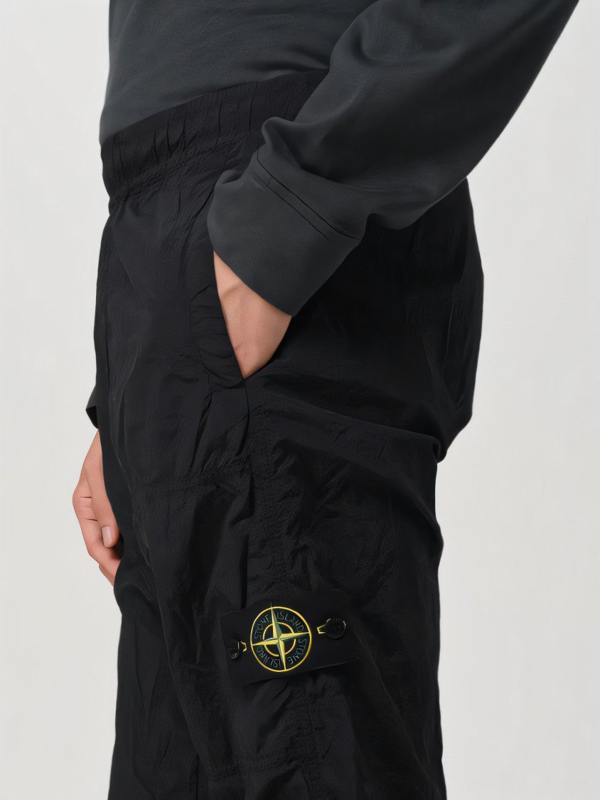 Stone Island Straight Pants With Lightweight Crinkled Nylon Fabric