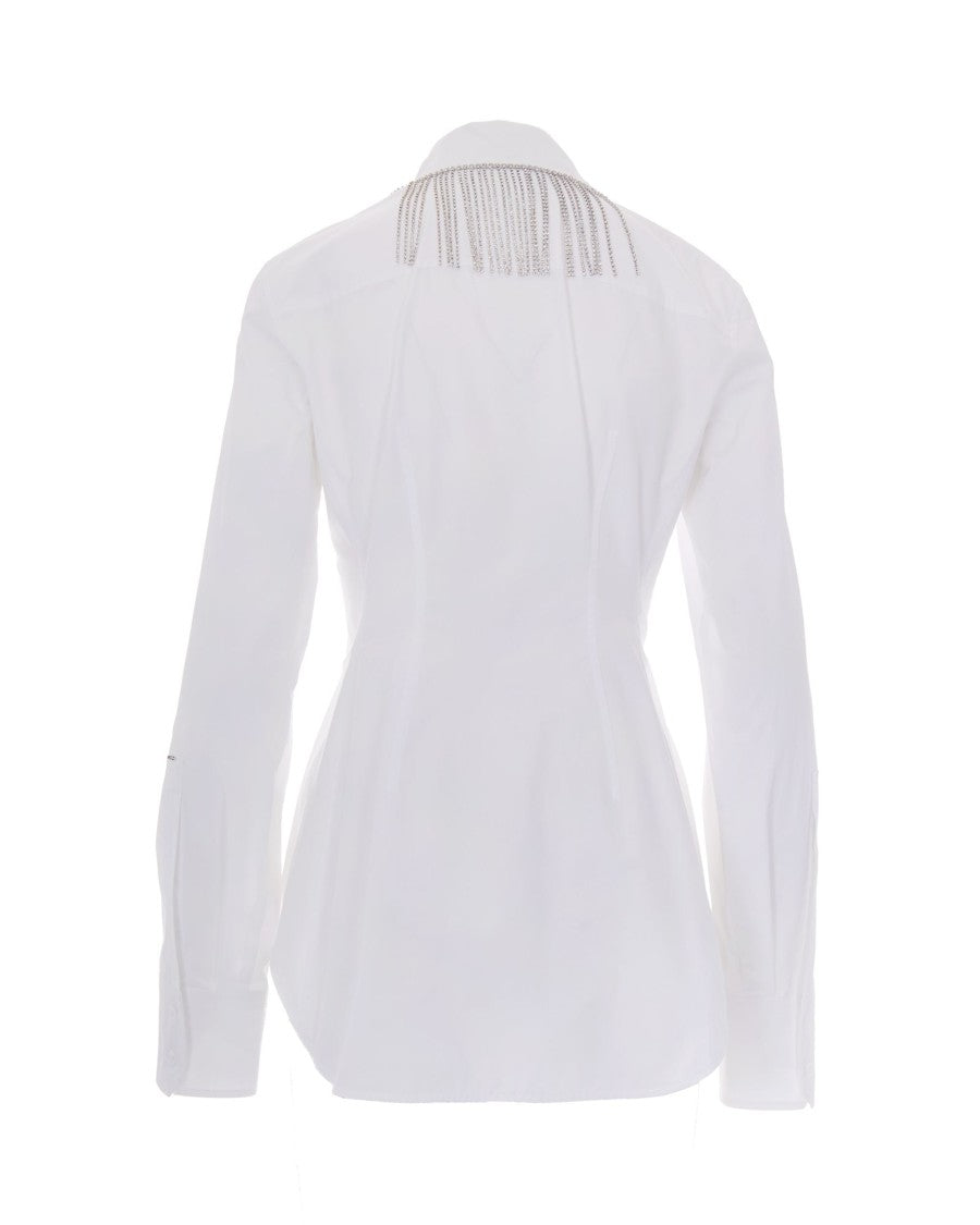 Sportmax White Pesi Jewel Fringe Cotton Shirt