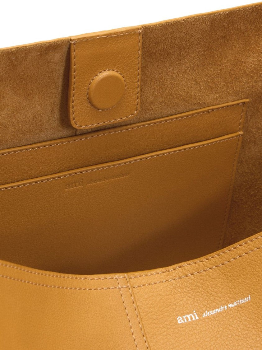 Ami Paris Structured Wide Adjustable Strap Shoulder Bag
