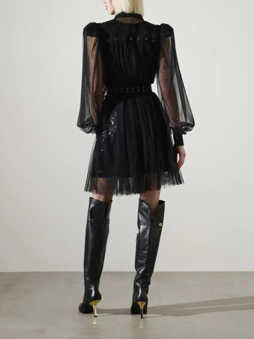 Karl Lagerfeld Fitted Bodice Dress With Flowing Skirt