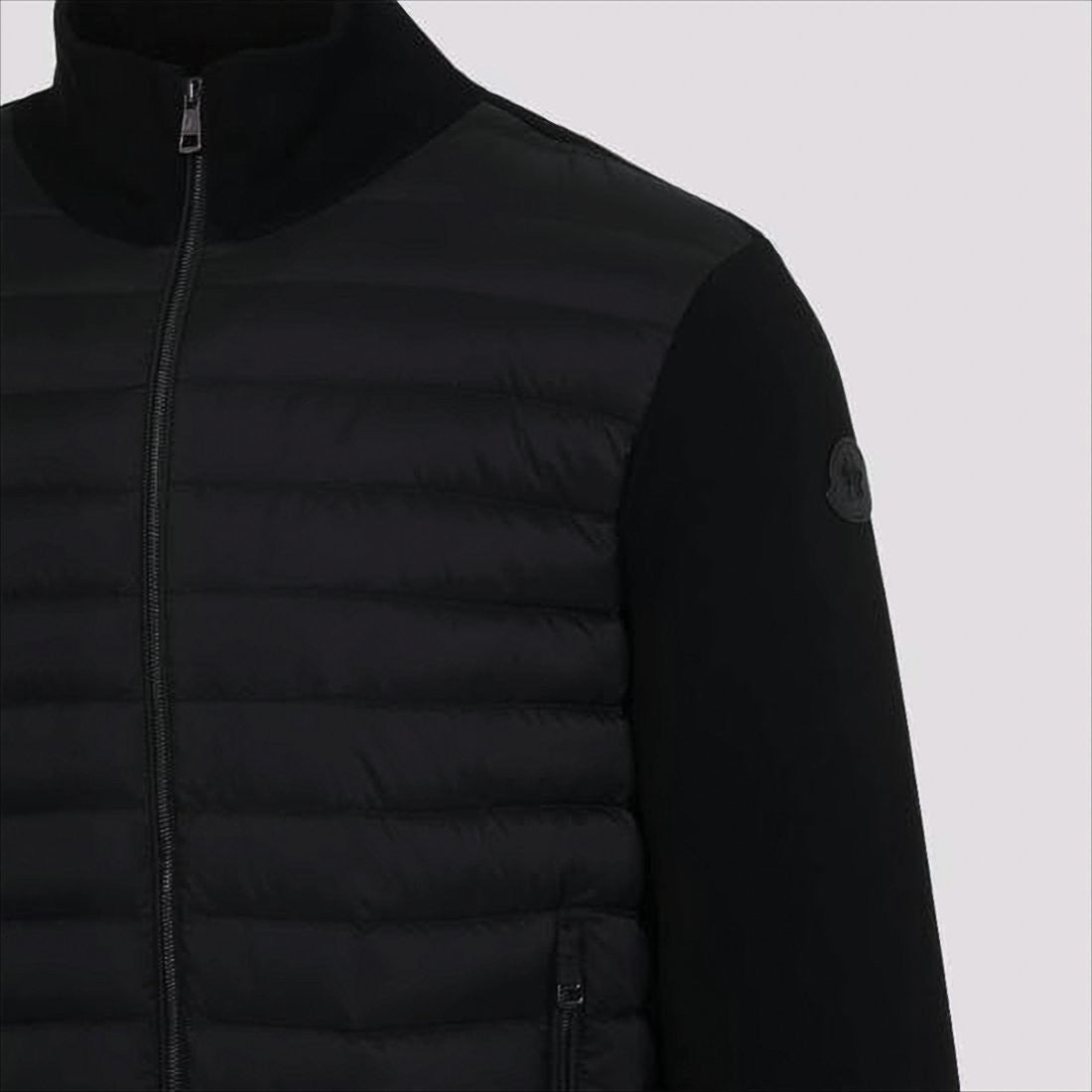 Moncler Black Zip-Up Knit With Padded Front And Quilted Detailing