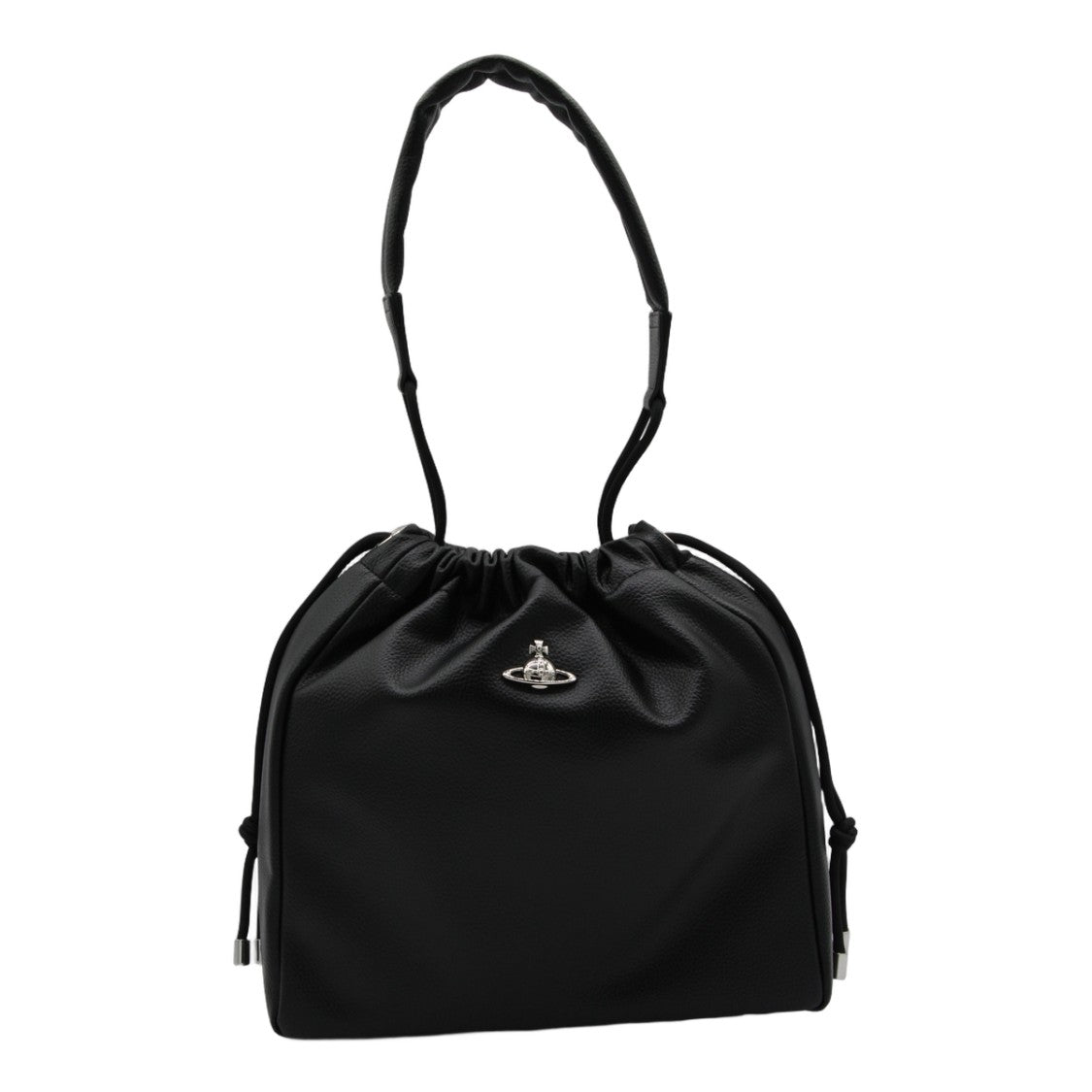 Vivienne Westwood Sleek Black Handbag With Drawstring Closure