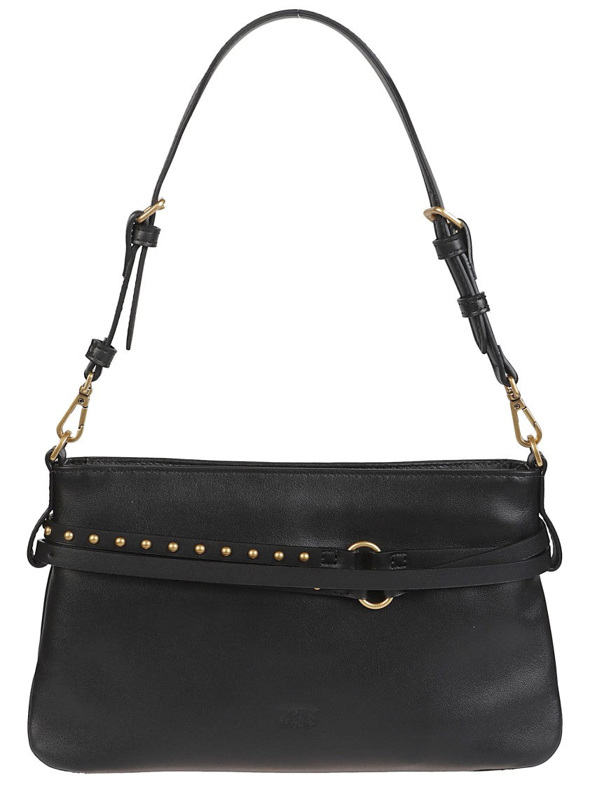Pinko Belt Mini Bag Black Calf Leather Shoulder Bag