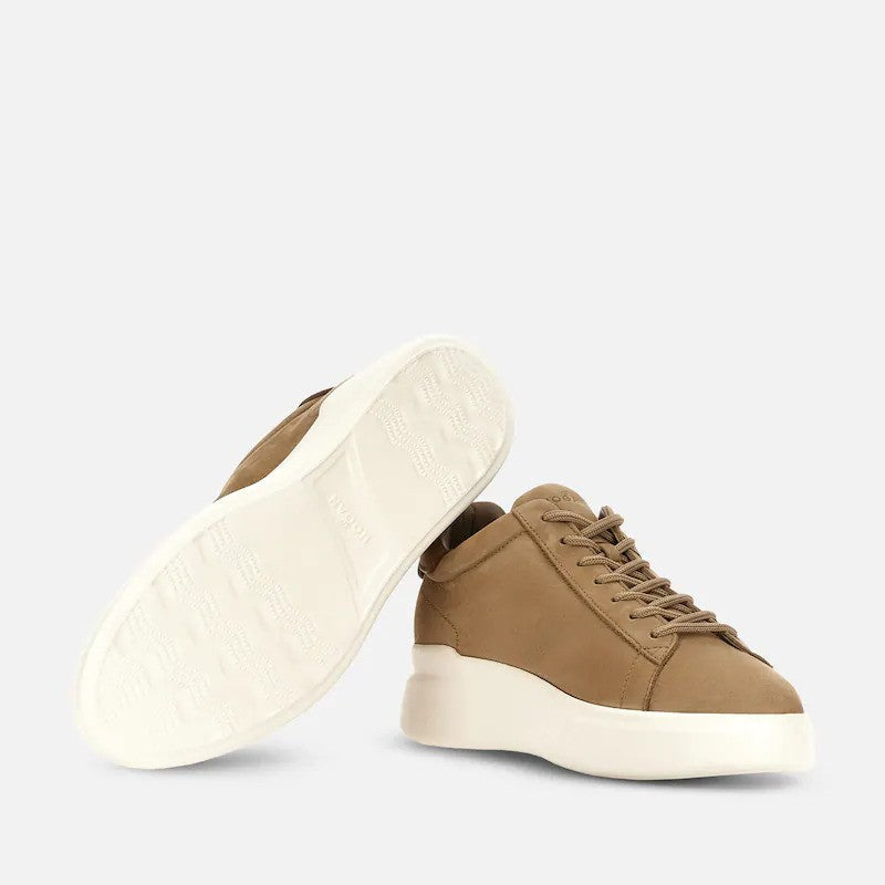 Hogan Tan Suede Cut-Out Low-Top Sneakers
