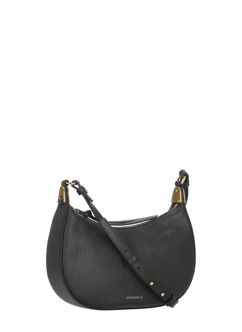 Coccinelle Crescent-Shaped Textured Leather Shoulder Bag