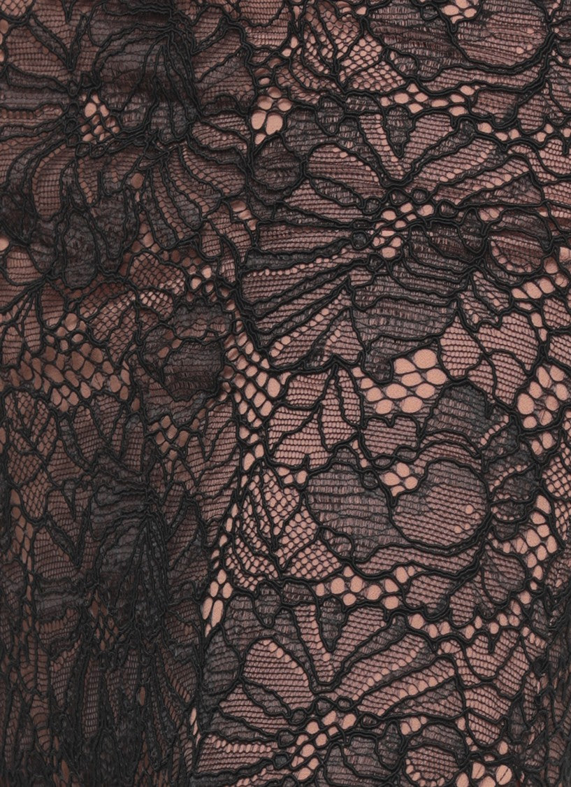 Rotate Intricate Black Lace Long Dress With Halter Neckline