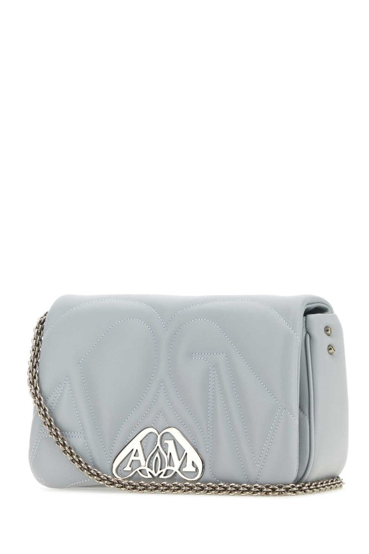 Alexander Mcqueen Powder Blue Leather Small Seal Shoulder Bag