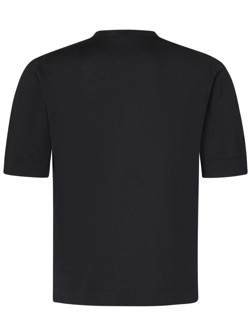 Cruciani Smooth Textured Black Crew Neck T-Shirt
