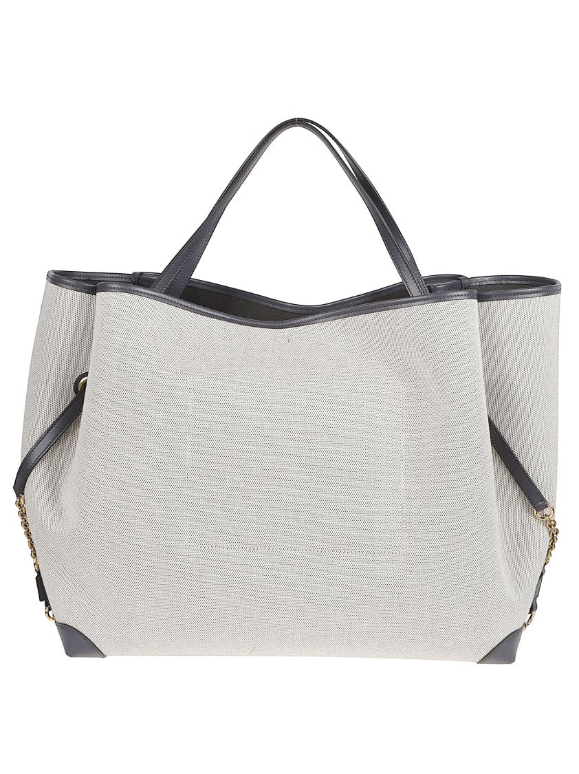 Chloé Large Cotton Shoulder Bag With Calf Leather Accents
