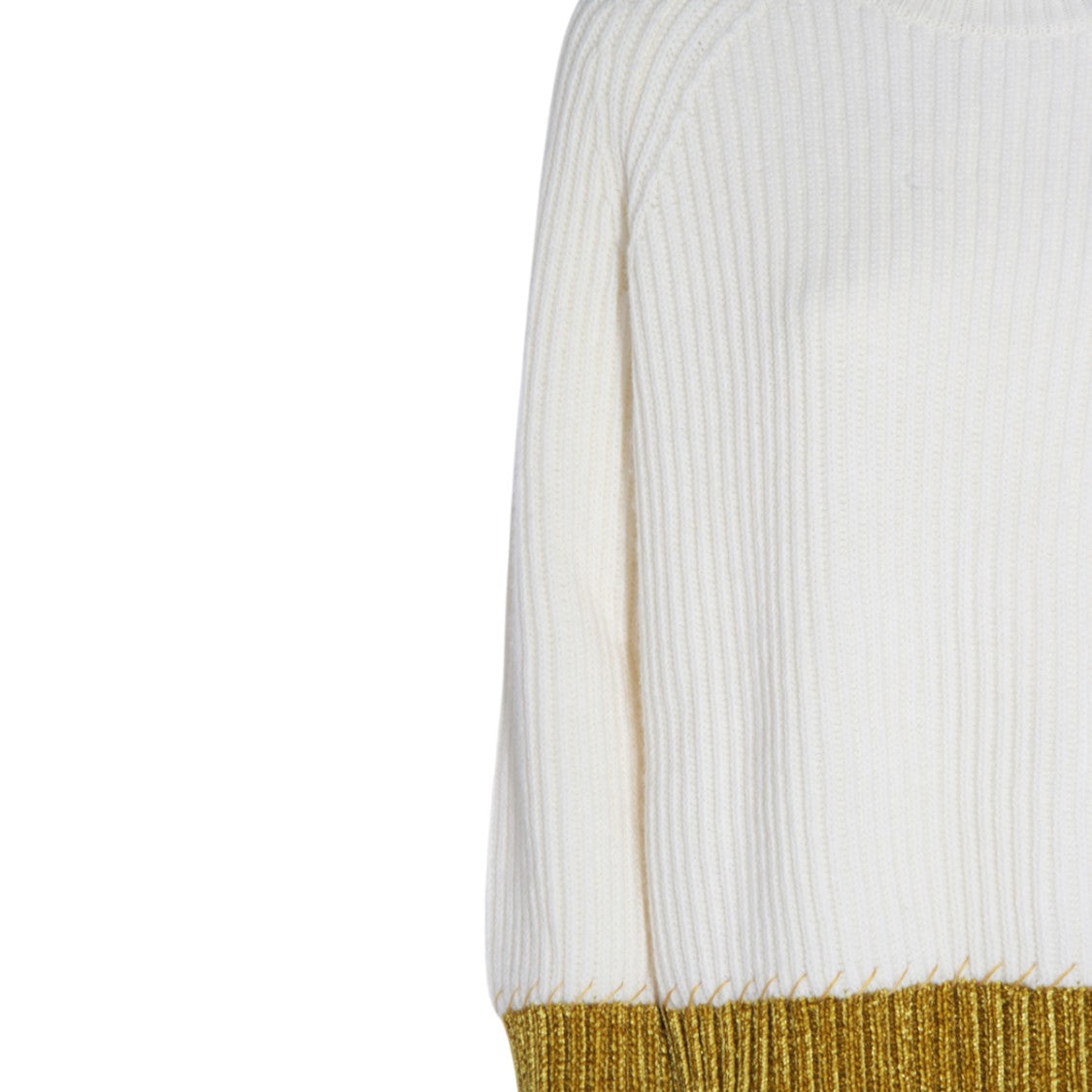 Marni Two-Tone Ribbed Knit Sweater With Round Neckline