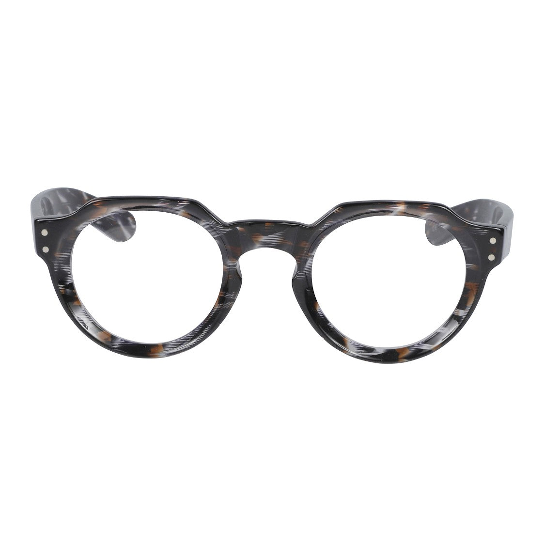 Kador Spike Round Tortoiseshell Eyeglass Frames With Metallic Accents