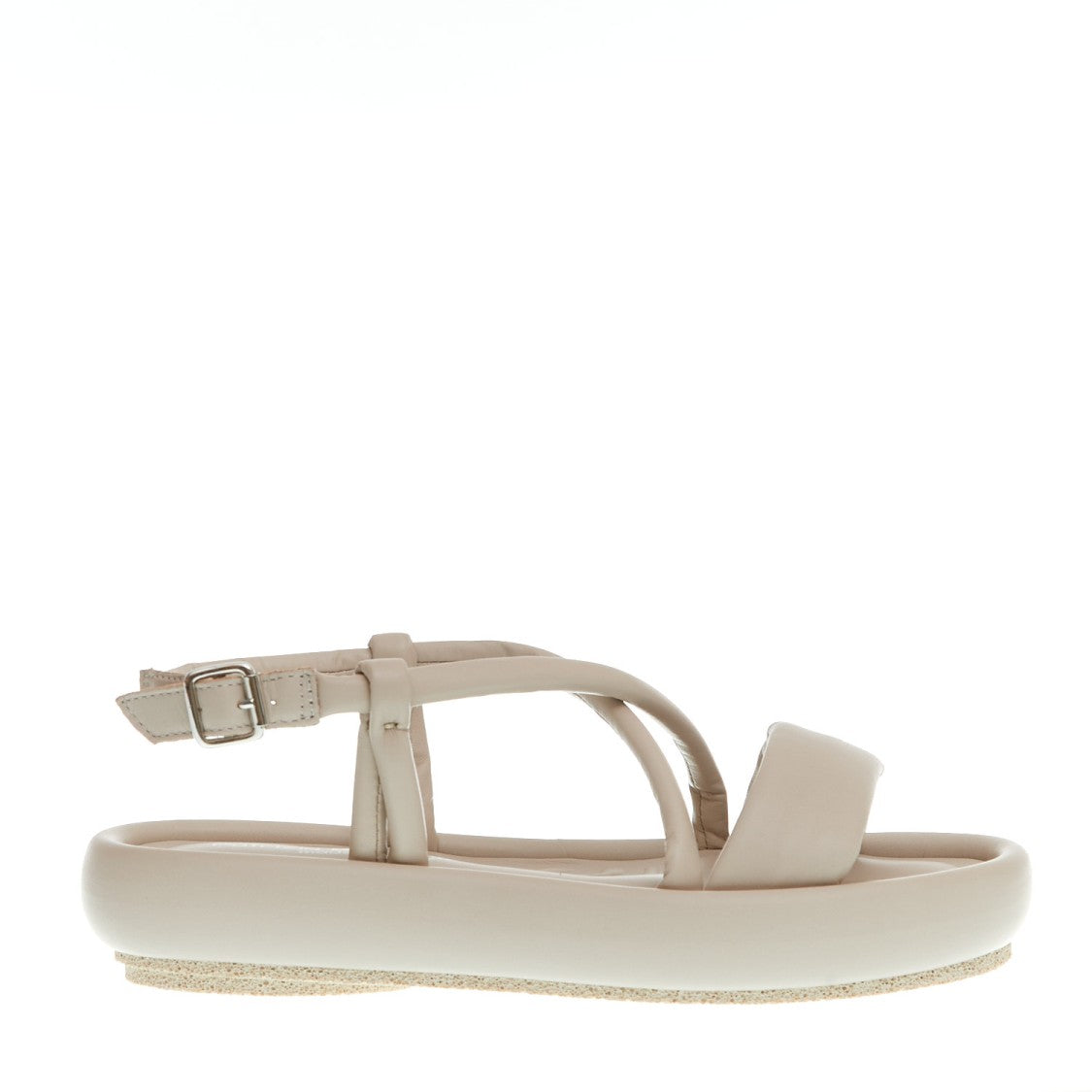 Patrizia Bonfanti Low Wedge Sandal Beige Leather
