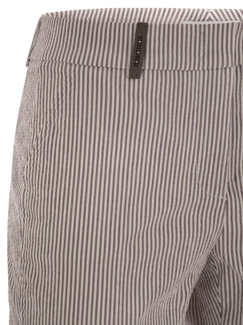 Peserico Seersucker Cotton Cigarette Trousers