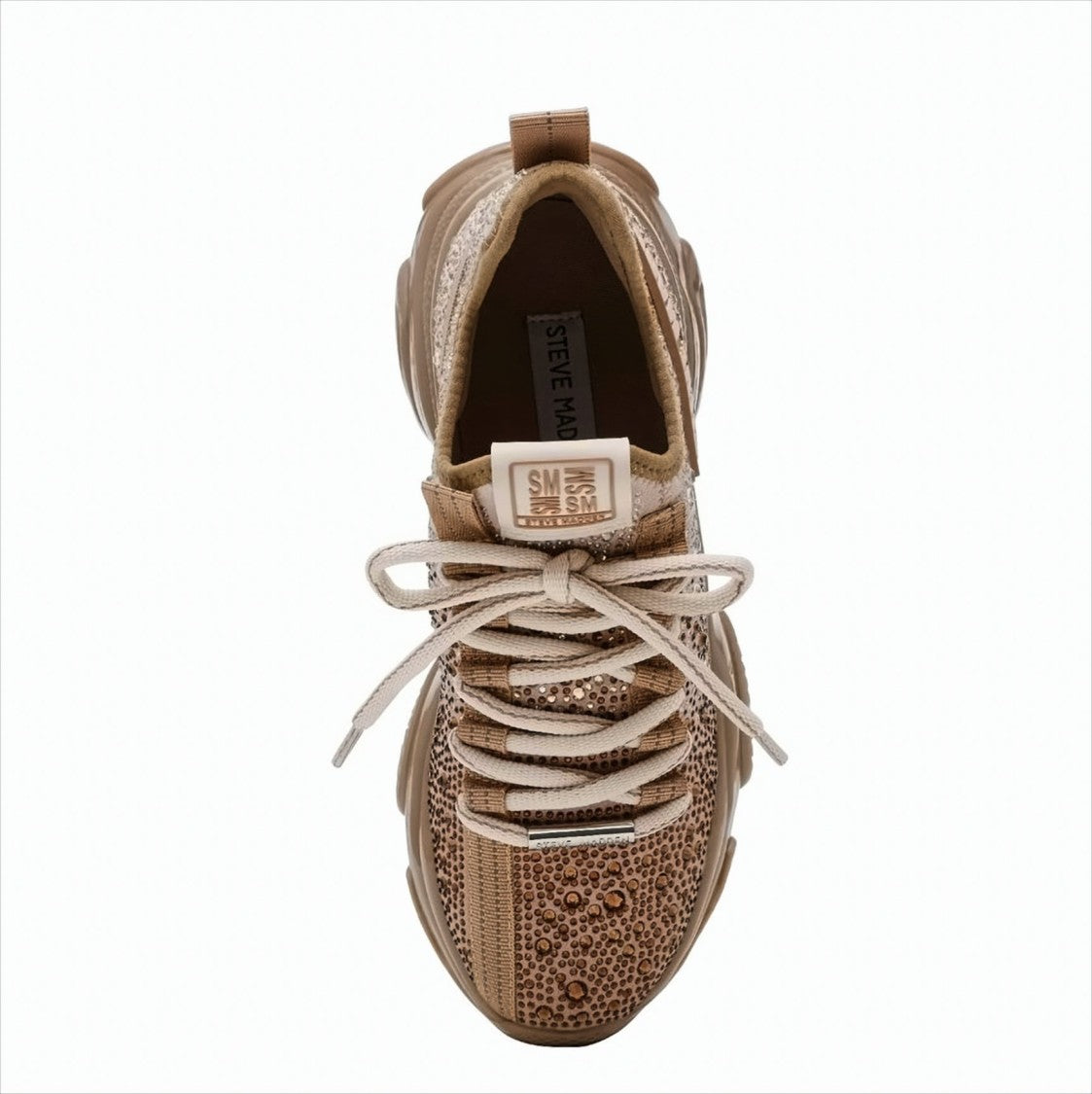 Steve Madden Sneakers With All-Over Appliques In Bronze, Gold