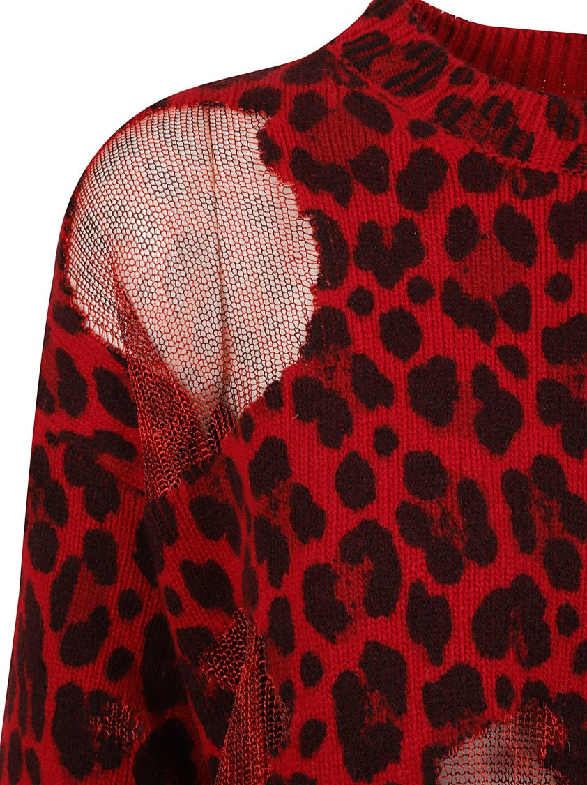 Versace Leopard Print Sweater With Strategic Cutouts