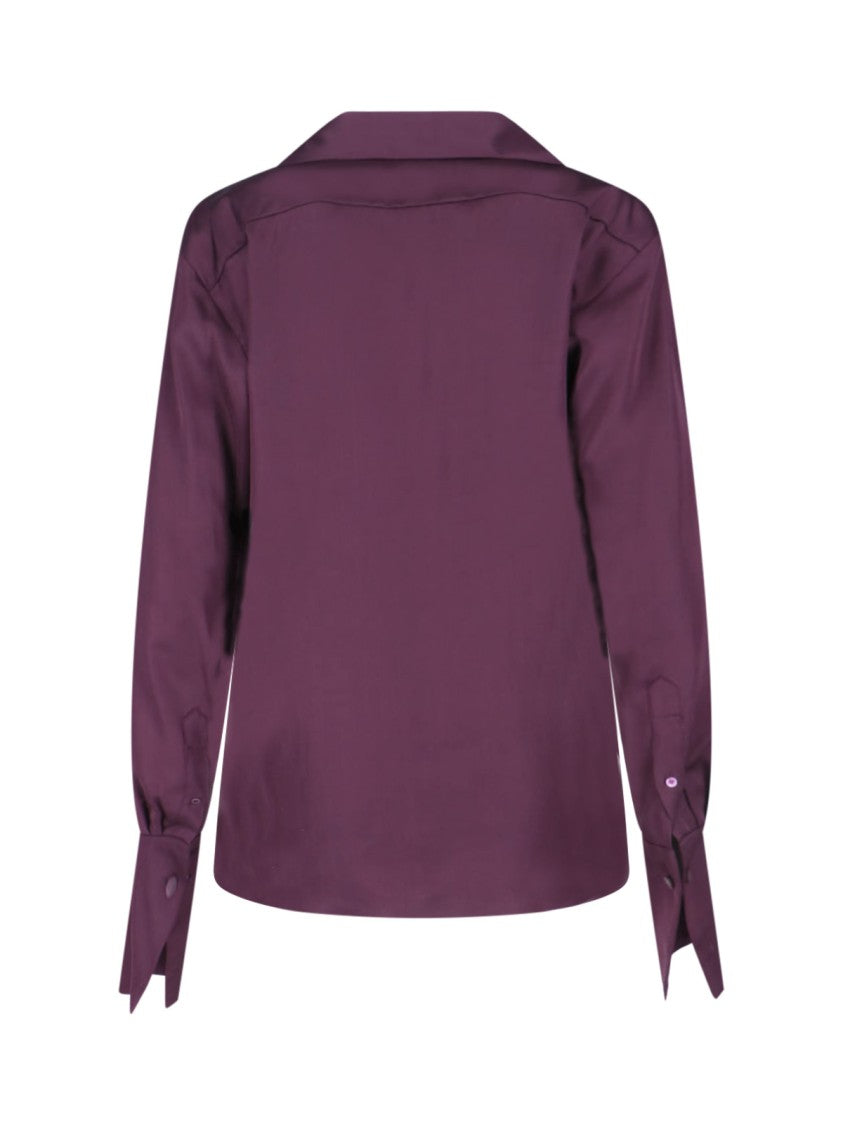 Dries Van Noten Purple Classic V-Neck Viscose Blouse
