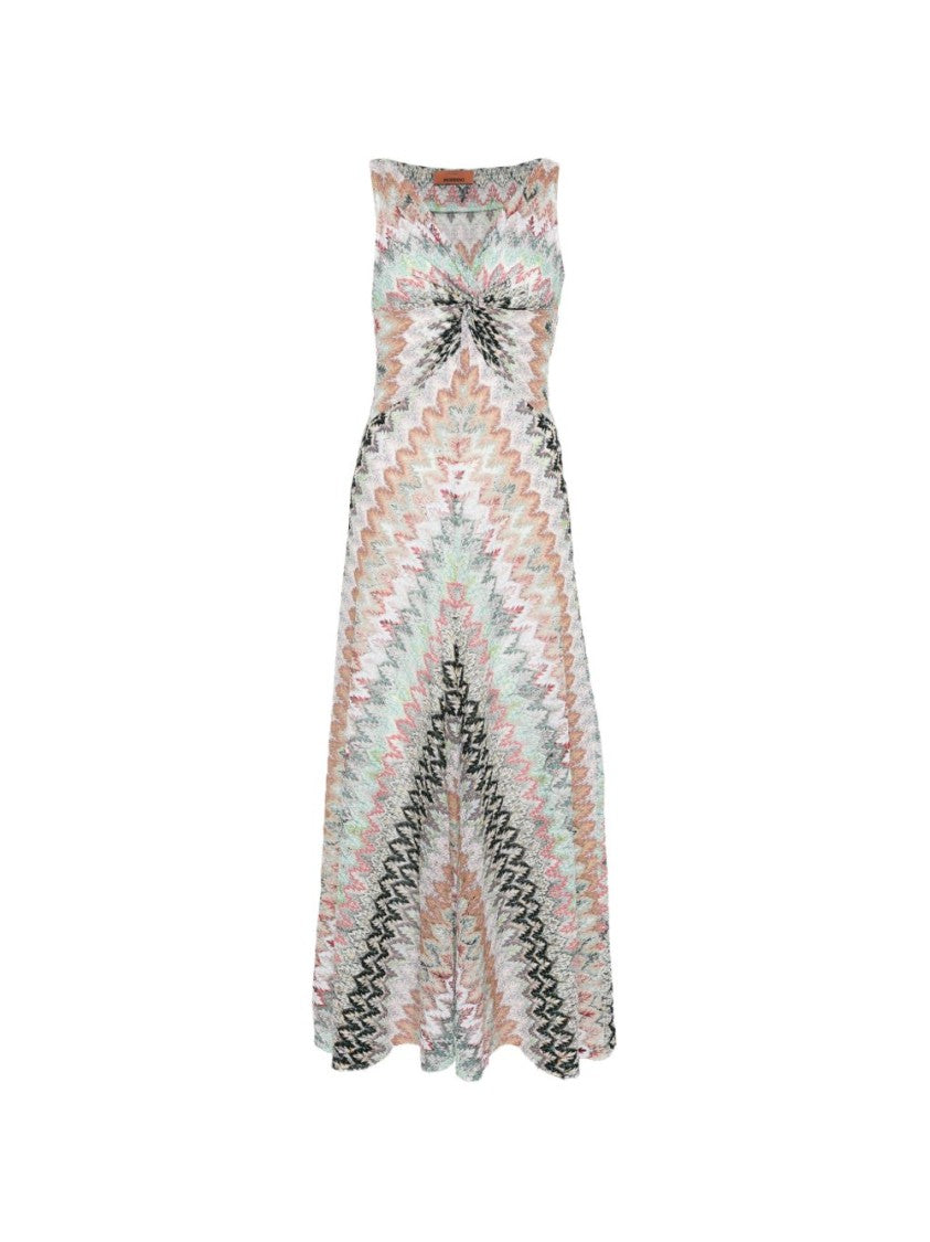 Missoni Zigzag Pattern Maxi Dress With Fitted Bodice