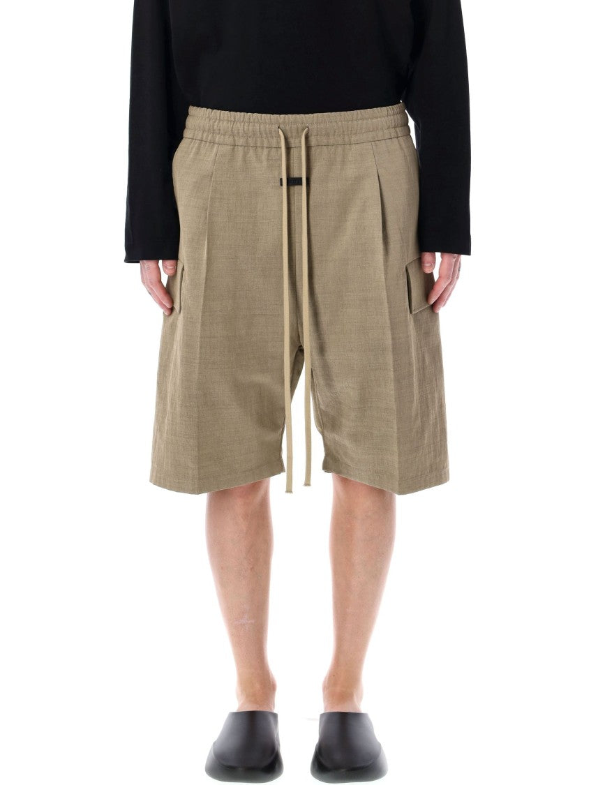 Fear Of God Relaxed Fit Cargo Shorts In Textured Melange Beige