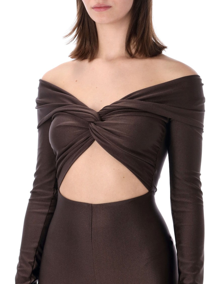 The Andamane Stretch Off-Shoulder Cut-Out Jumpsuit