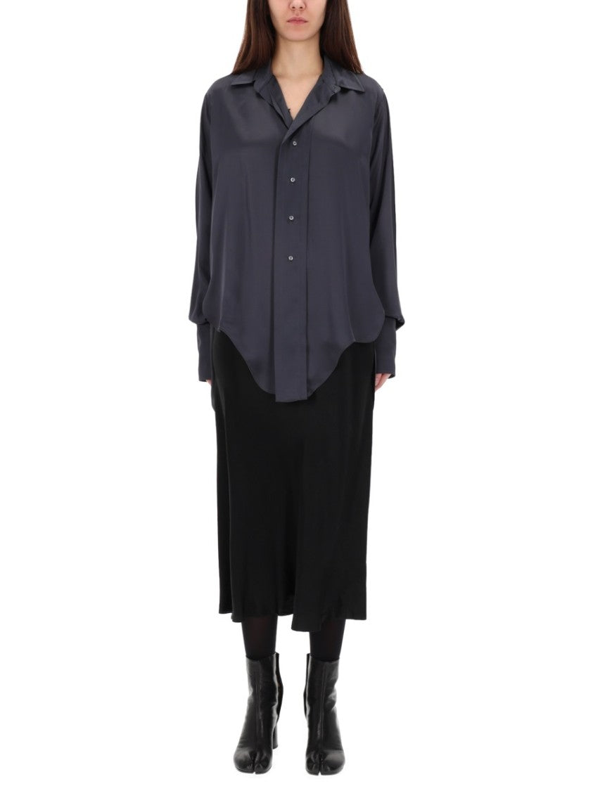 Maison Margiela Asymmetrical Hem Collared Long-Sleeve Shirt