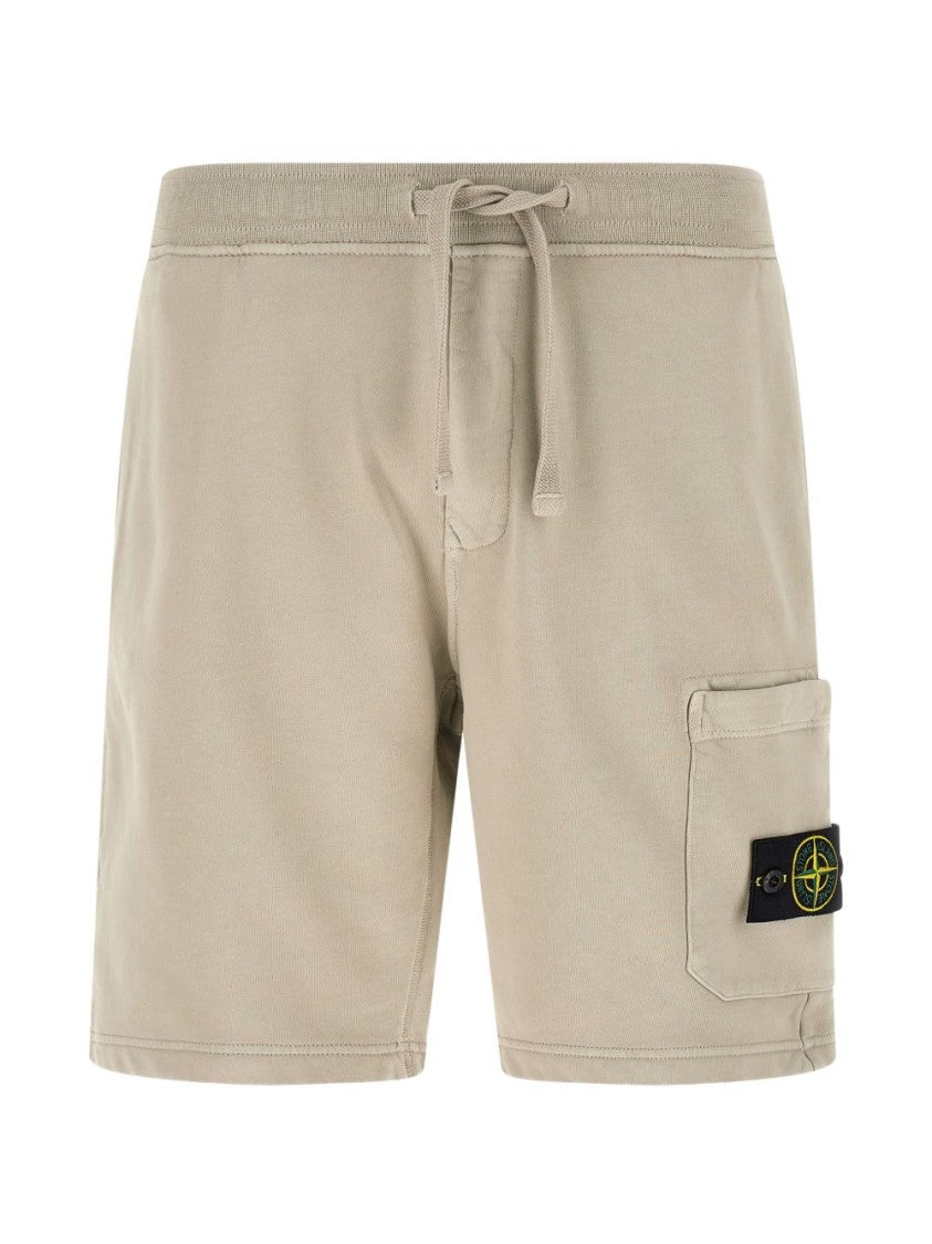 Stone Island Grey Cargo Shorts With Adjustable Waistband