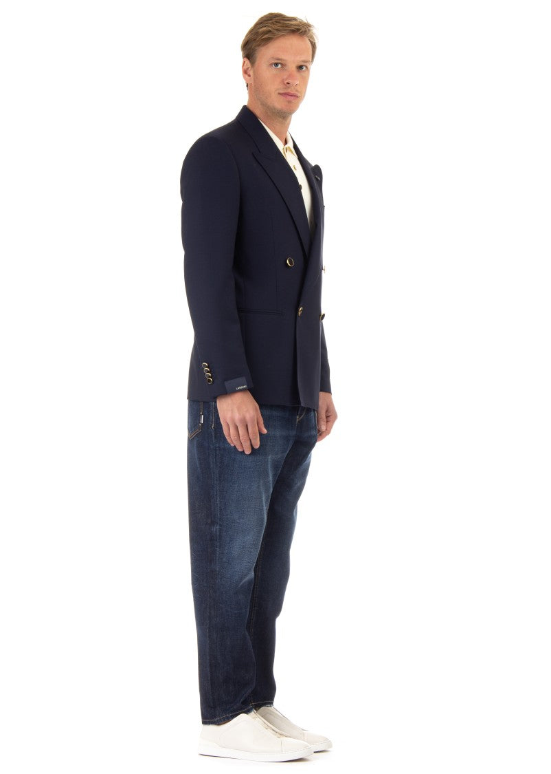 Lardini Attitude Line Double-Breasted Wool Jacket