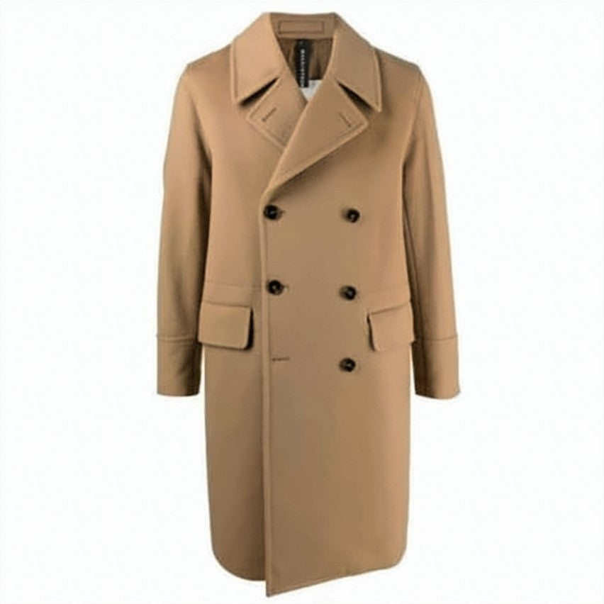 Mackintosh Double-Breasted Long Coat With Classic Lapel And Flap Pockets