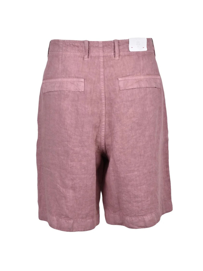 Eleventy Red Linen Bermuda Shorts