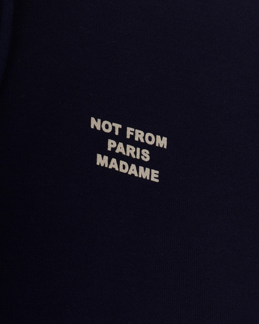 Drôle De Monsieur Lightweight Zip-Up Fleece Hoodie With Front Slogan Print