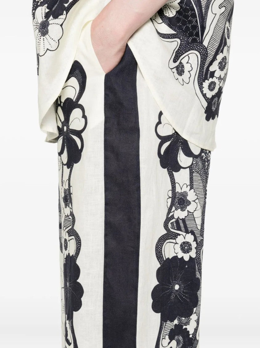 Alemais Floral-Print Linen Trousers
