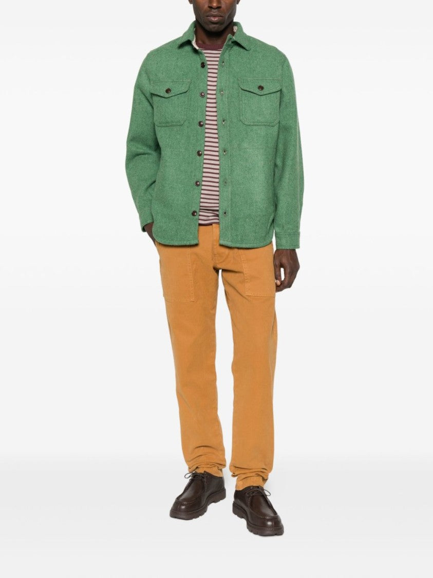 Chesapeake's Green Button-Up Shirt Jacket With Classic Collar