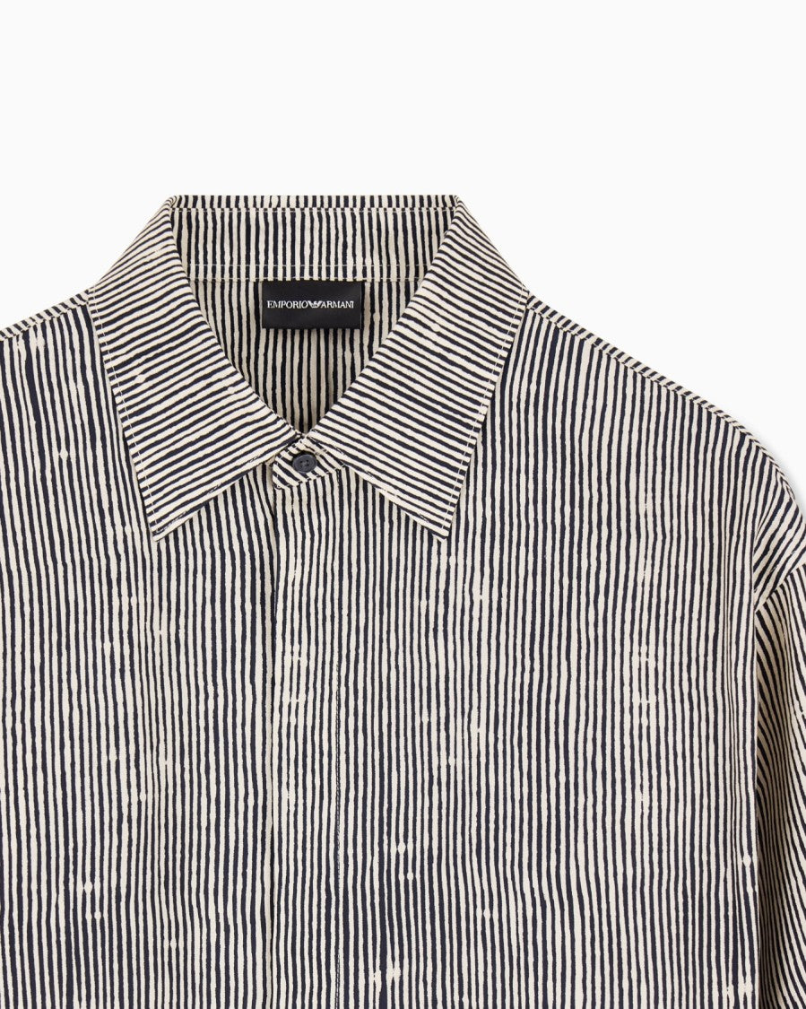 Emporio Armani All Over Print Lyocell Blend Shirt