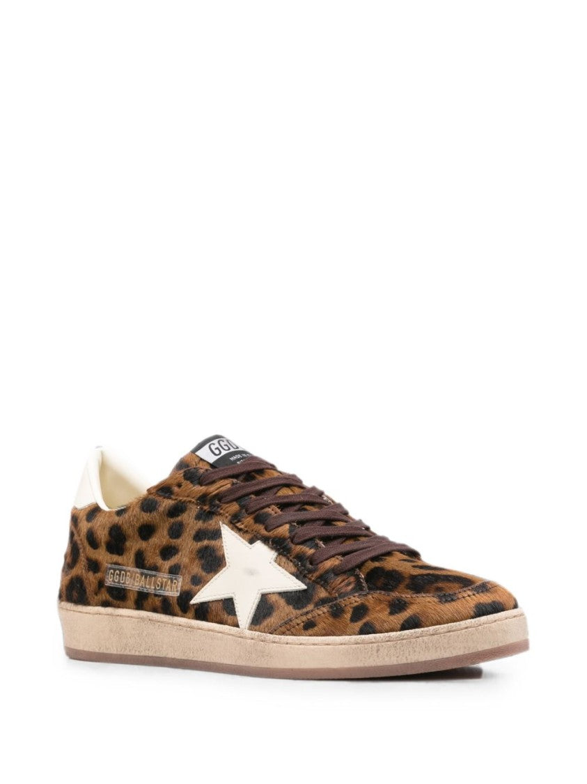 Golden Goose Leopard Print Star Detail Silk Nylon Low-Top Sneakers