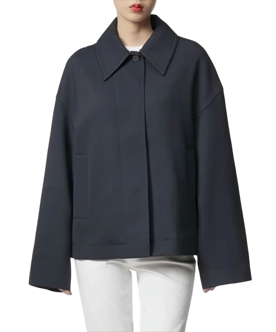 Studio Nicholson Cropped Boxy Jacket With Wide Collar
