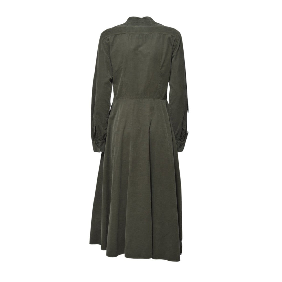 Aspesi Ribbed Cotton Velvet Midi Chemisier Dress