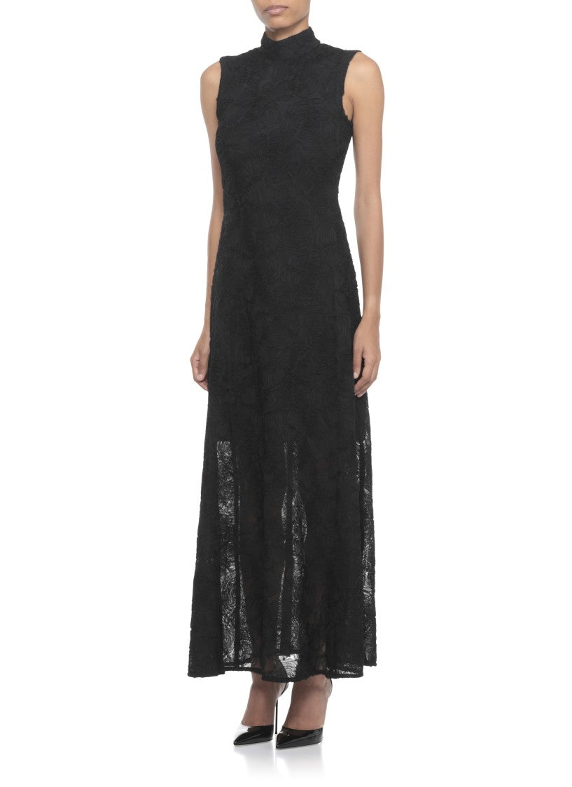 Rotate Tulle Dress With All-Over Rose Details And Flared Hem