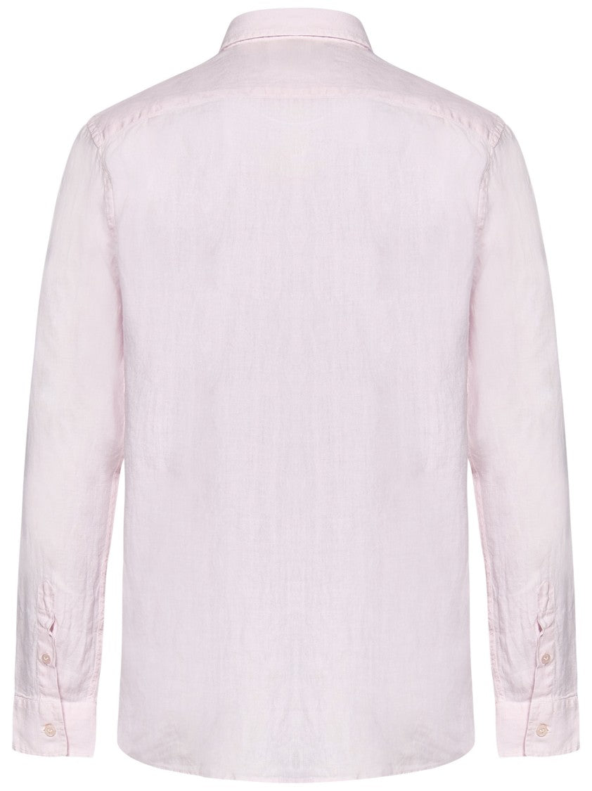 Vilebrequin Pink Linen Shirt With Turtle Embroidery