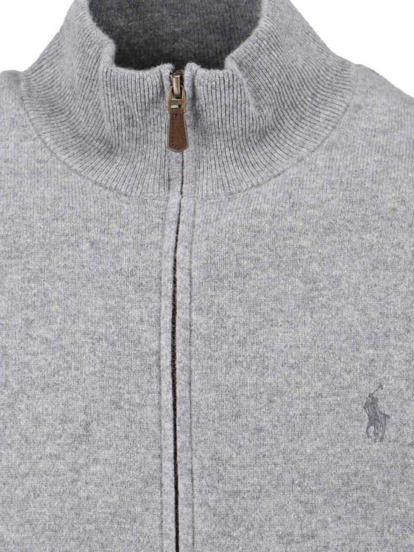Polo Ralph Lauren High Collar Zip-Up Polo Sweater With Ribbed Finishes