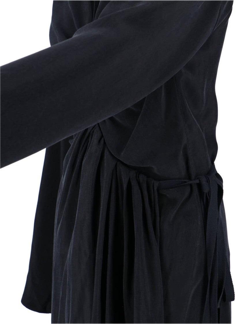Maison Margiela Black Draped Cut-Out Cupro Midi Dress