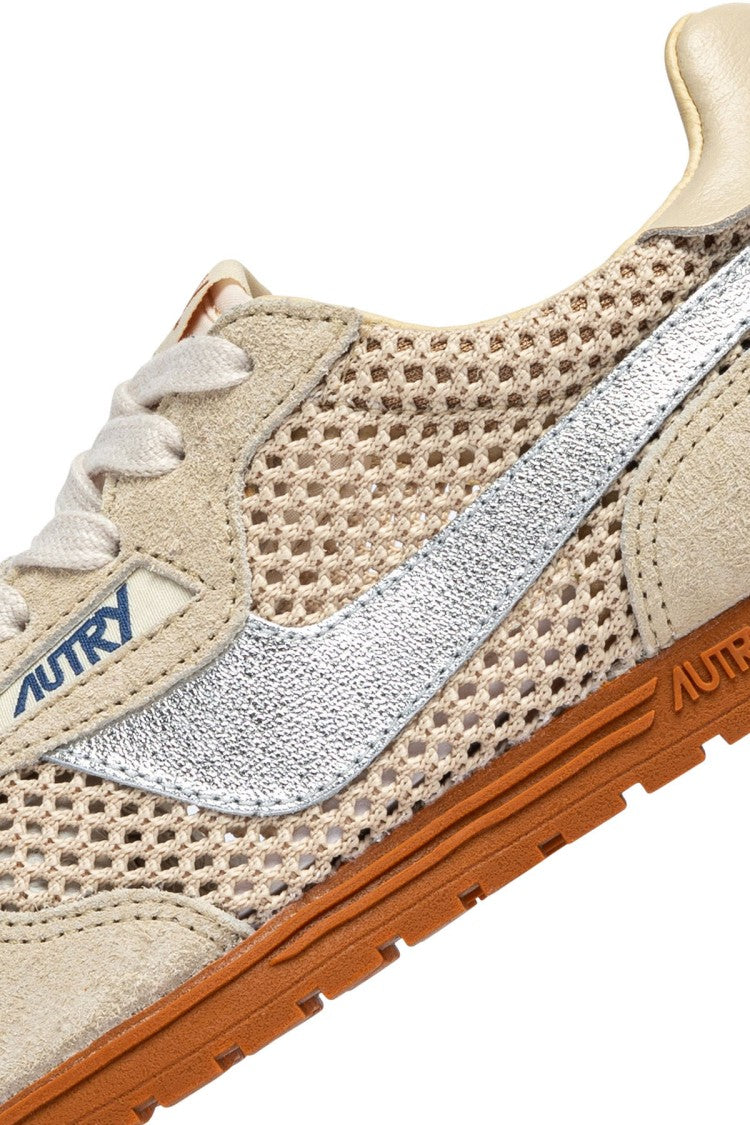 Autry Beige Windspin Perforated Suede Sneakers