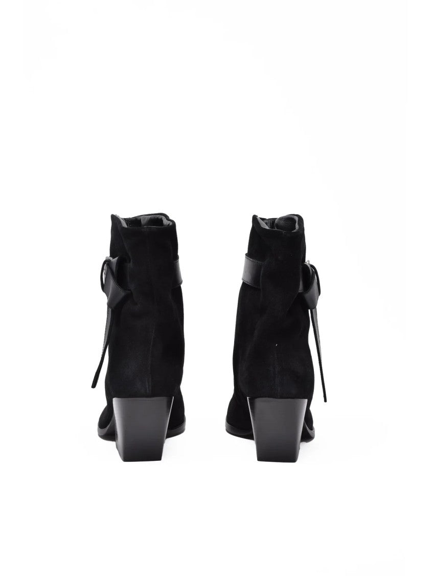 Elena Iachi Black Suede Pointed Ankle Boots