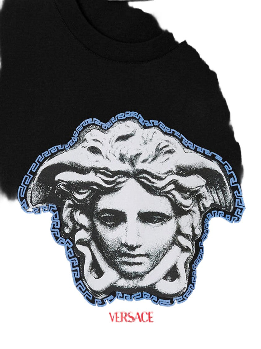 Versace Cotton T-Shirt With Ribbed Crew Neck