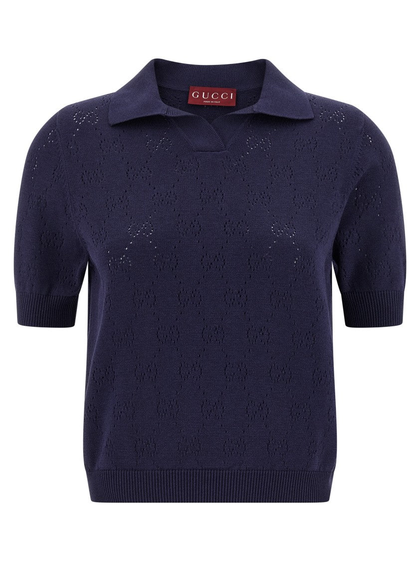 Gucci Openwork Gg Polo Shirt