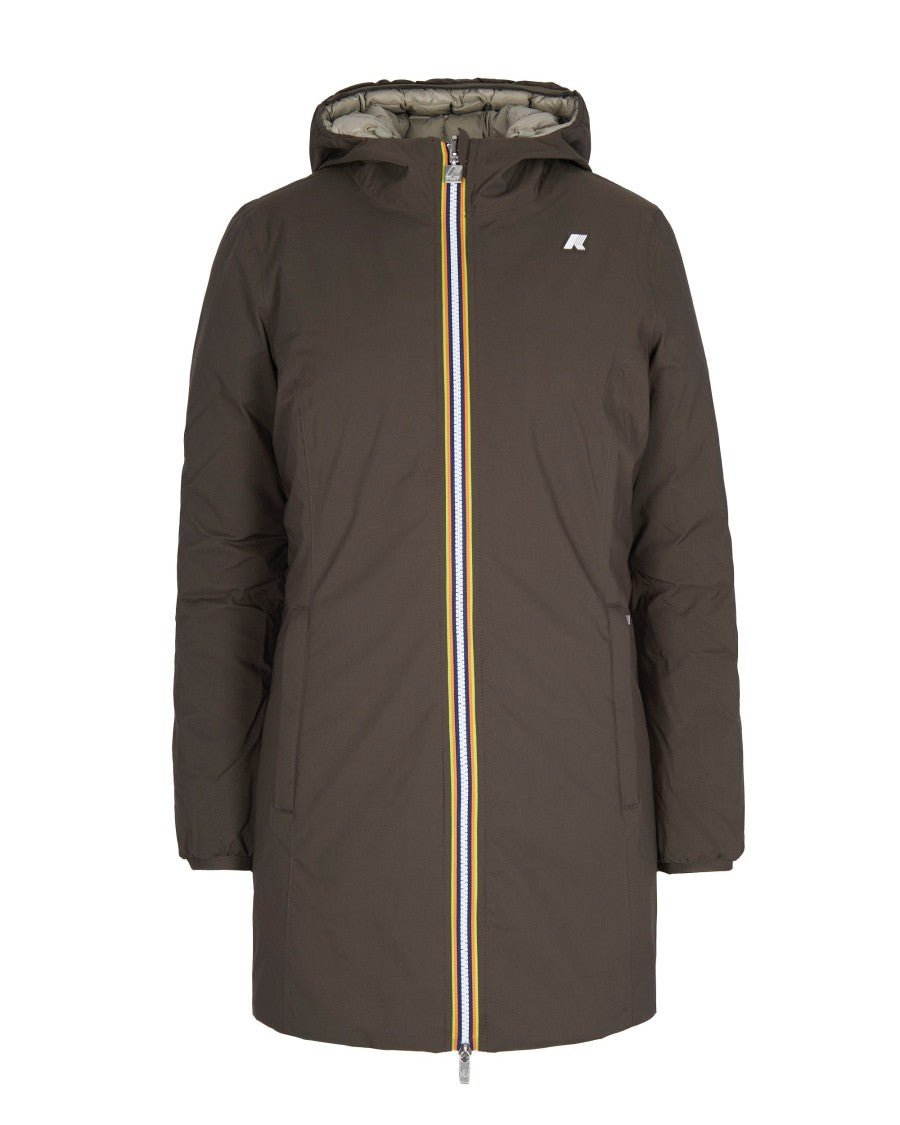 K-Way Black Olive/Green Oak Denise St Thermo Double Jacket